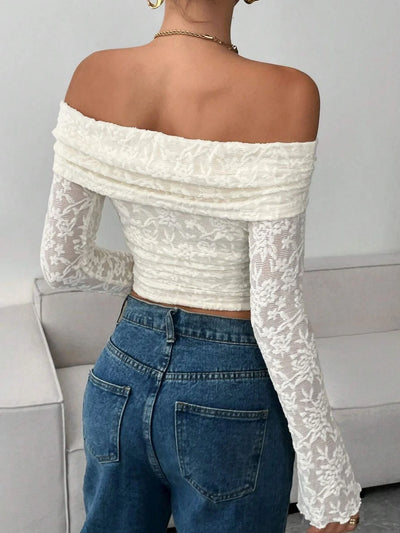 Lace Off-Shoulder Crop Top