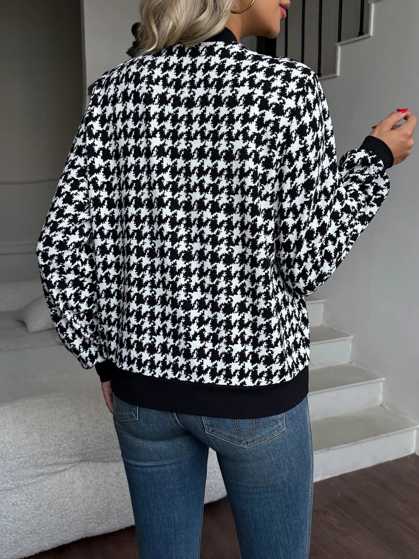 Classic Houndstooth Zip Jacket
