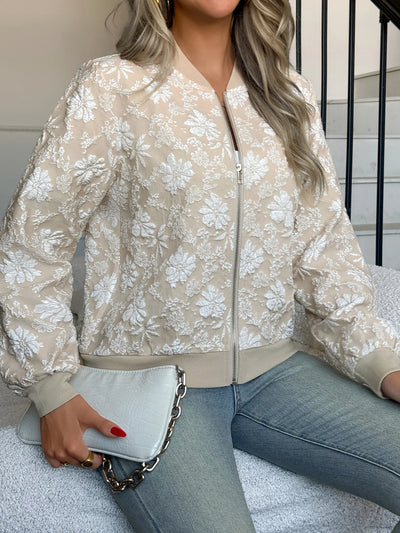 Floral Embroidered Zip Jacket
