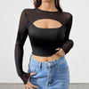 Mesh Cut-Out Crop Top