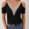 Lace Trim Cold Shoulder Top