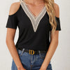 Lace Trim Cold Shoulder Top