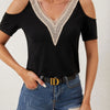 Lace Trim Cold Shoulder Top