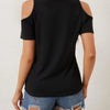 Lace Trim Cold Shoulder Top