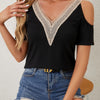 Lace Trim Cold Shoulder Top