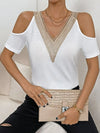 Lace Trim Cold Shoulder Top