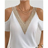 Lace Trim Cold Shoulder Top