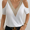 Lace Trim Cold Shoulder Top
