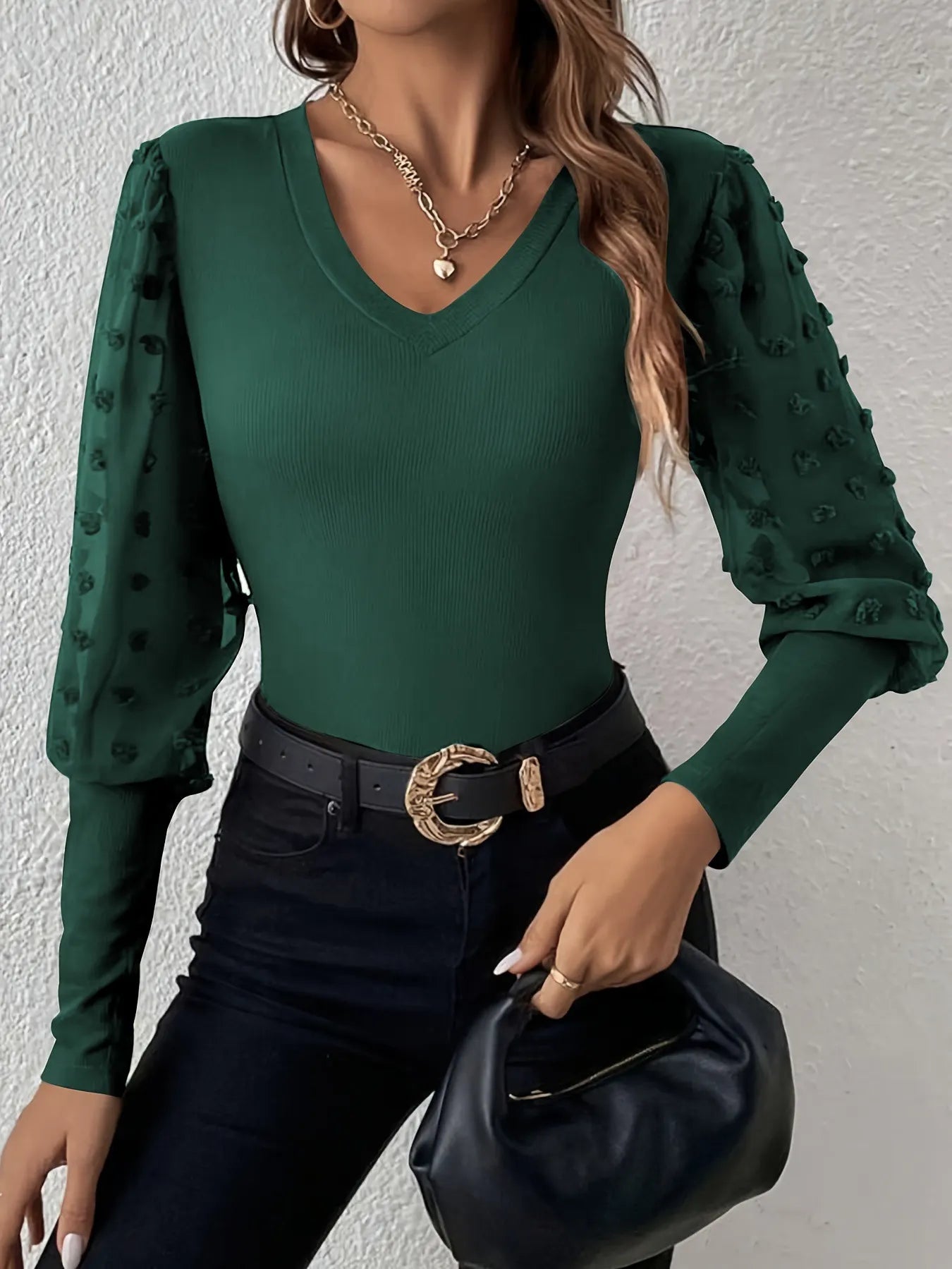 Ruby Puff Sleeve V-Neck Top