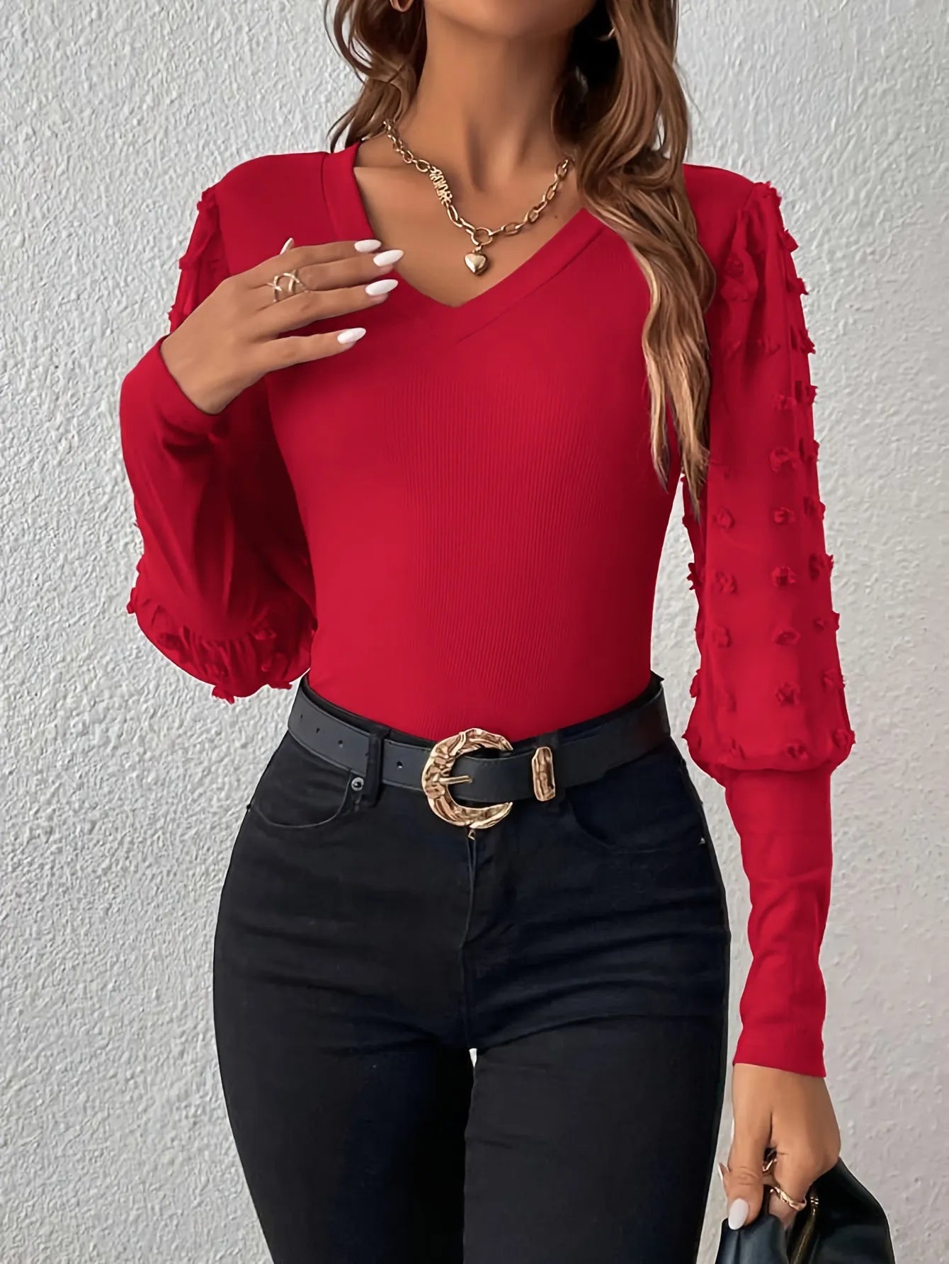 Ruby Puff Sleeve V-Neck Top