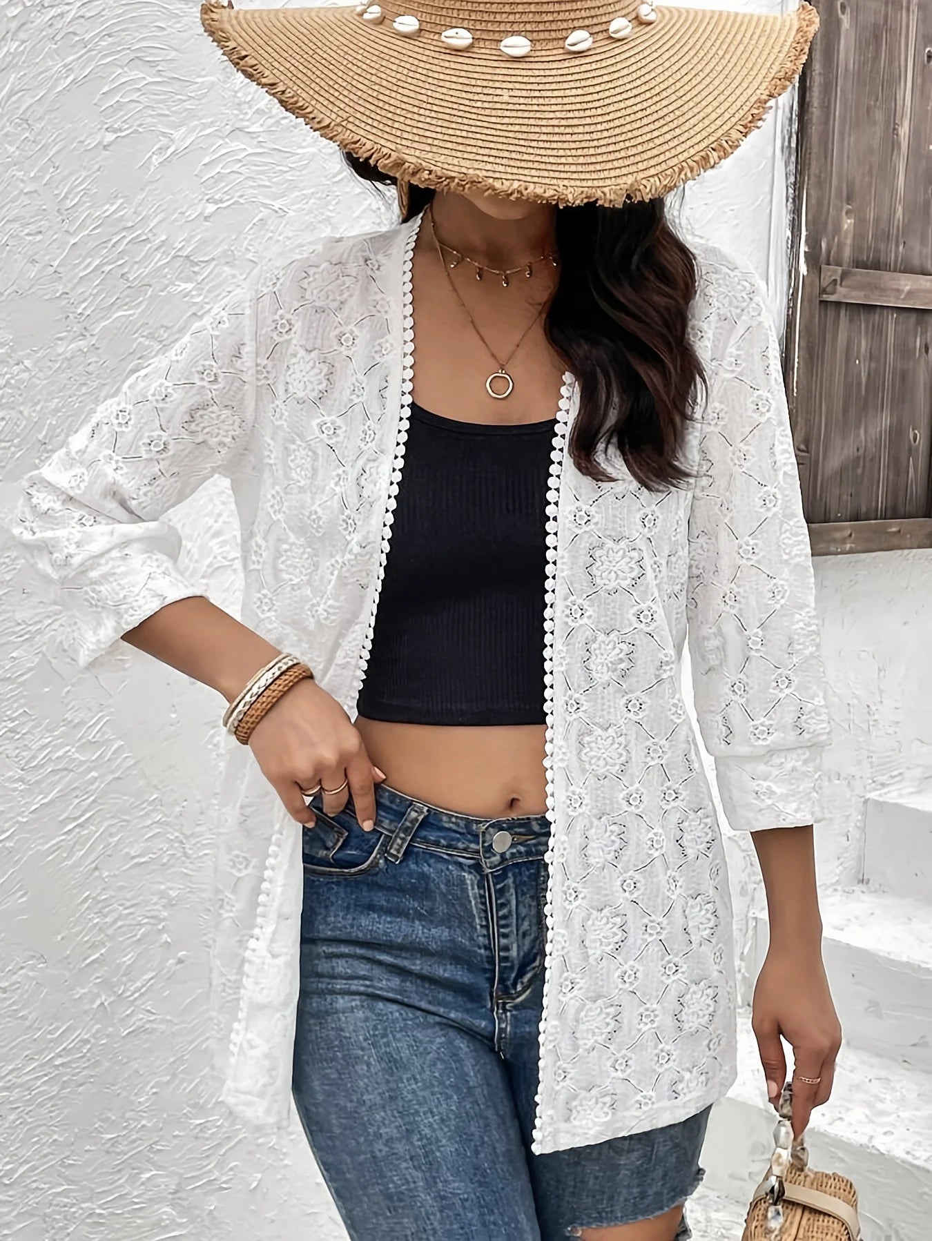 White Floral Lace Cover-Up