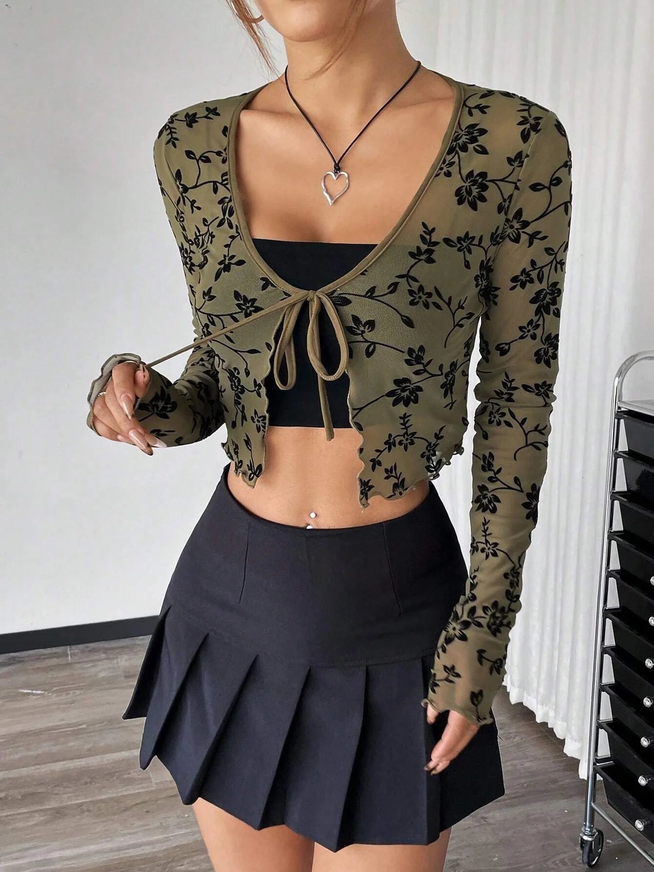 Floral Tie-Front Crop Top
