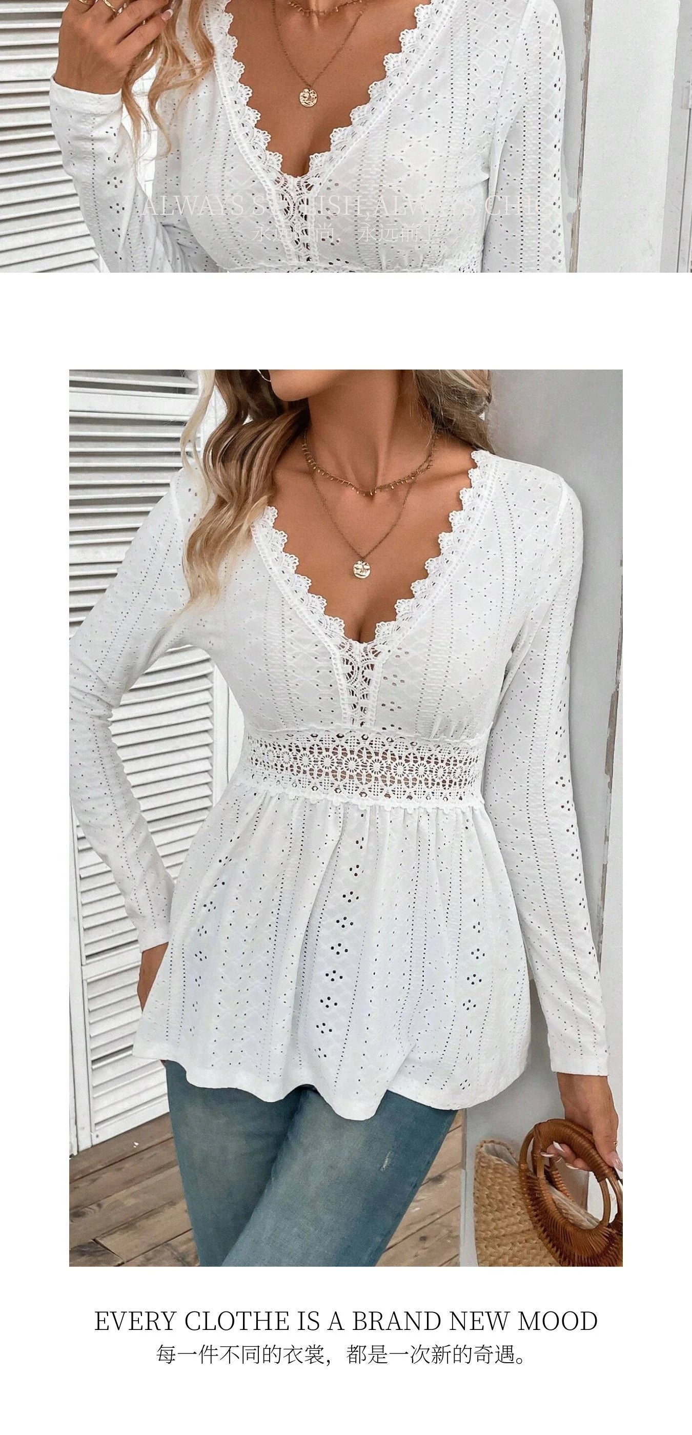 Lace Trim Peplum Top