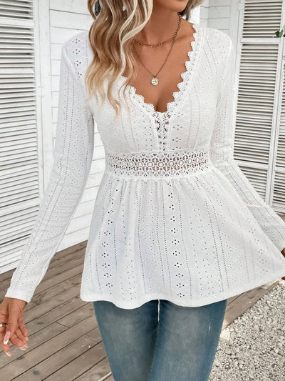 Lace Trim Peplum Top