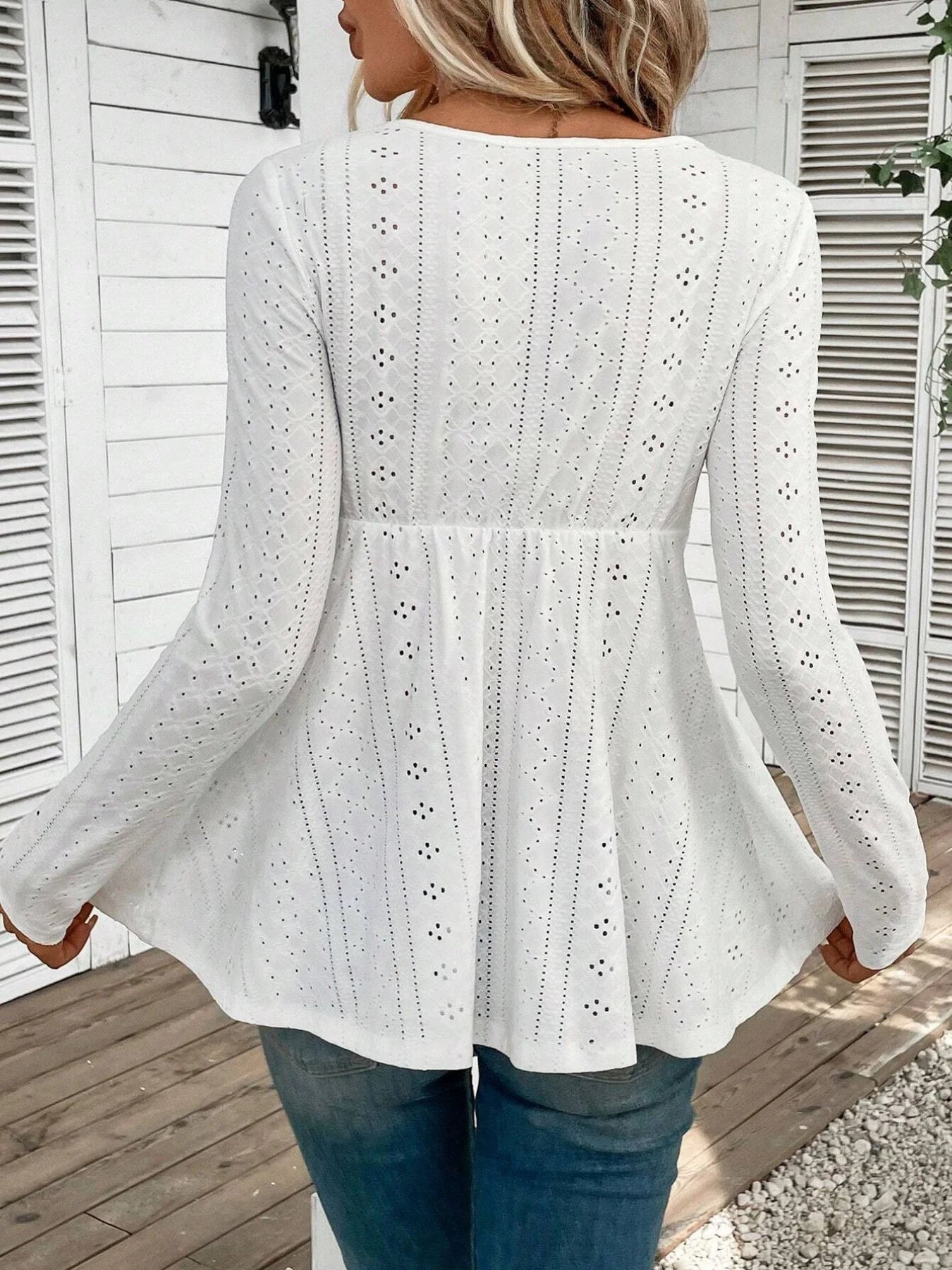 Lace Trim Peplum Top