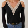 Cold Shoulder Lace Neck Top