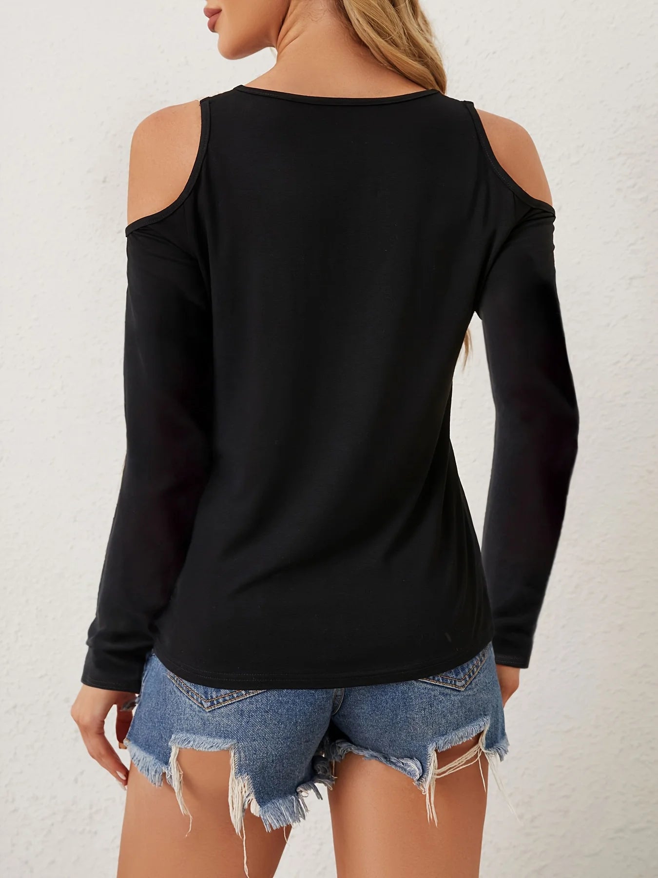Cold Shoulder Lace Neck Top