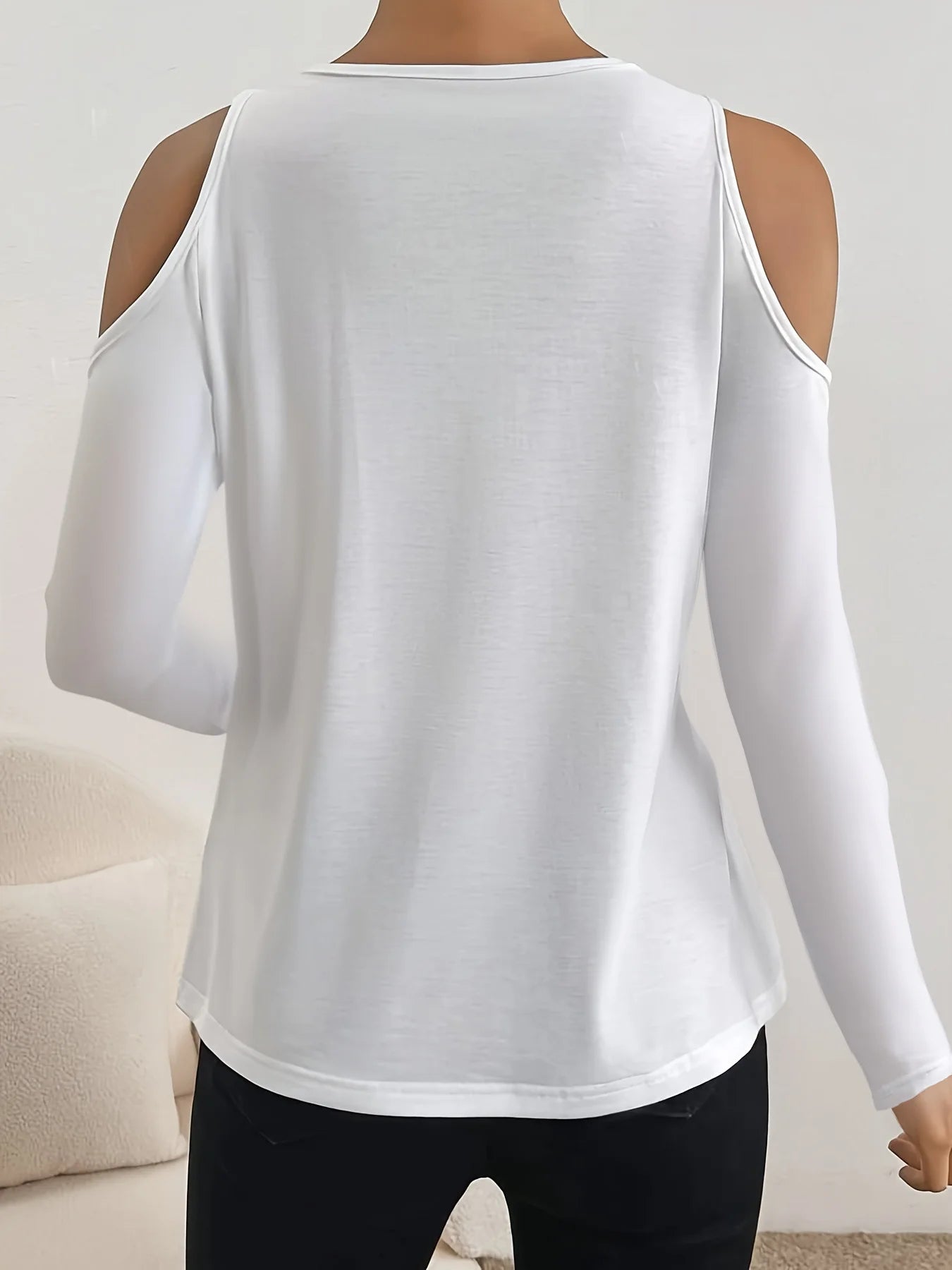 Cold Shoulder Lace Neck Top