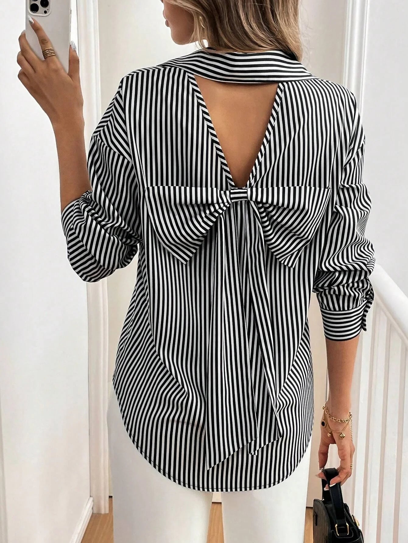 Bow Back Stripe Shirt