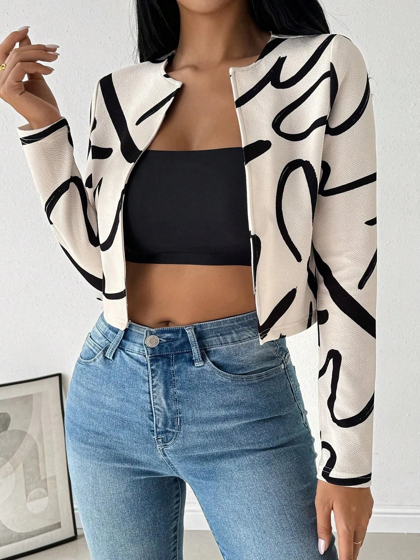 Modern Scribble Crop Jacket
