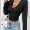 Lace Trim V-Neck Top