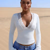 Lace Trim V-Neck Top