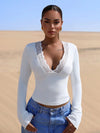 Lace Trim V-Neck Top