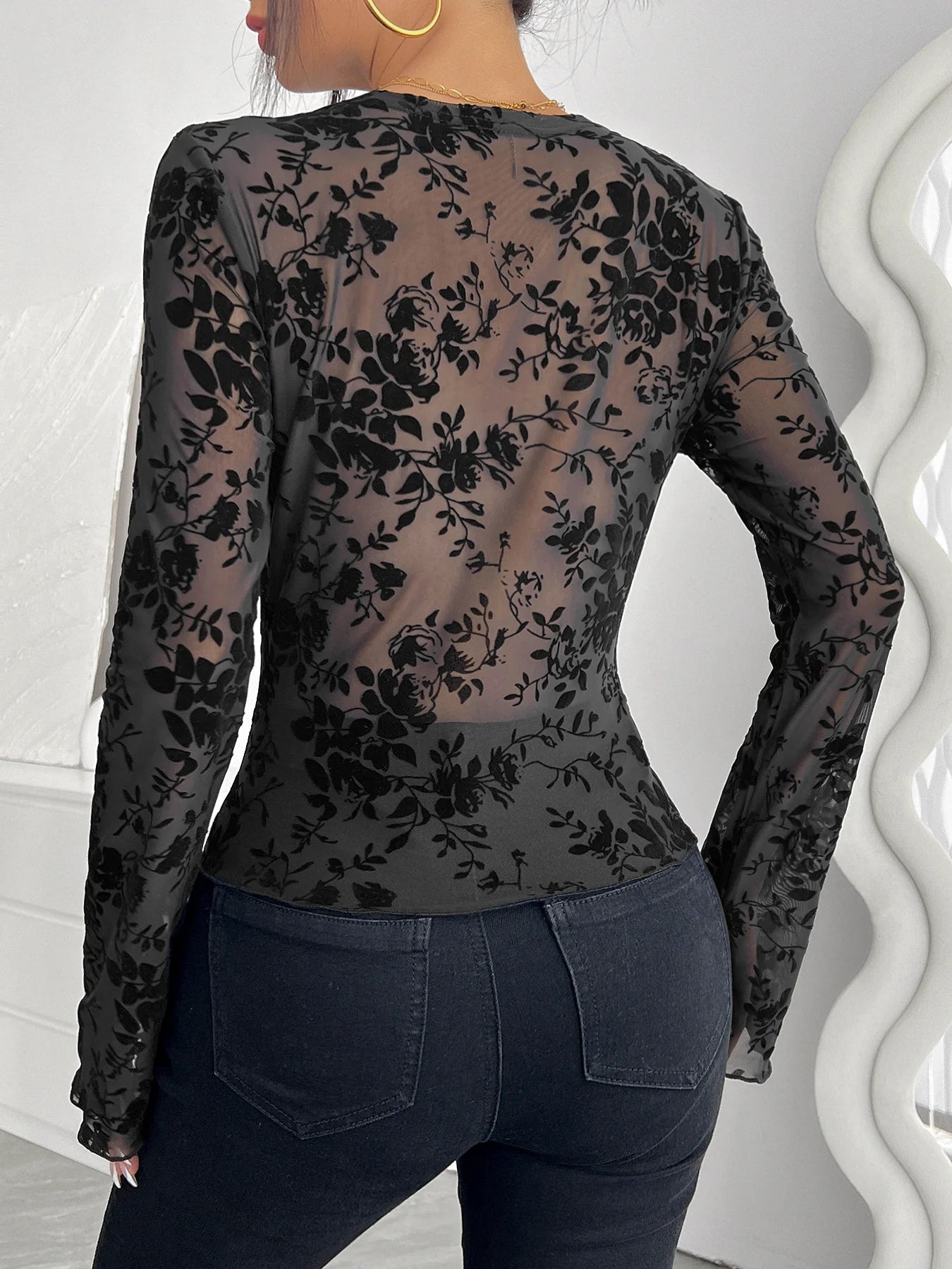 Floral Lace V-Neck Top