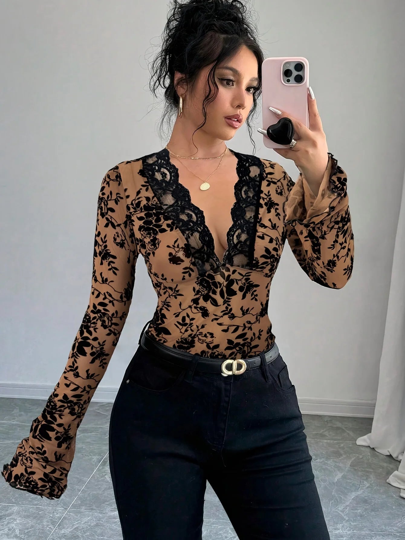 Floral Lace V-Neck Top