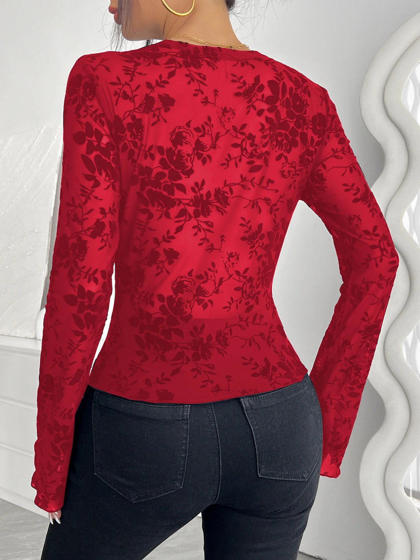 Floral Lace V-Neck Top
