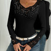 Floral Lace Detail Ribbed Top