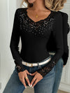 Floral Lace Detail Ribbed Top