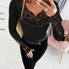 Floral Lace Detail Ribbed Top