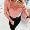 Floral Lace Detail Ribbed Top