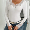 Floral Lace Detail Ribbed Top