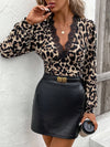 Lace Trim Leopard Print Wrap Top