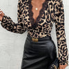 Lace Trim Leopard Print Wrap Top