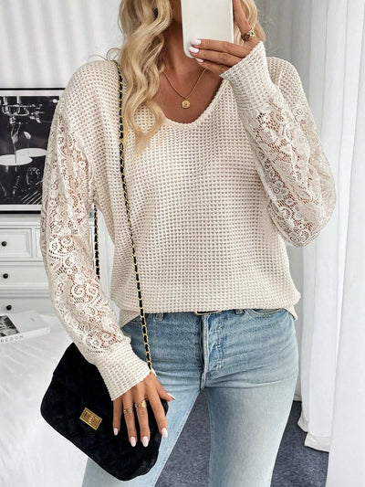 Lace Sleeve Knit Top