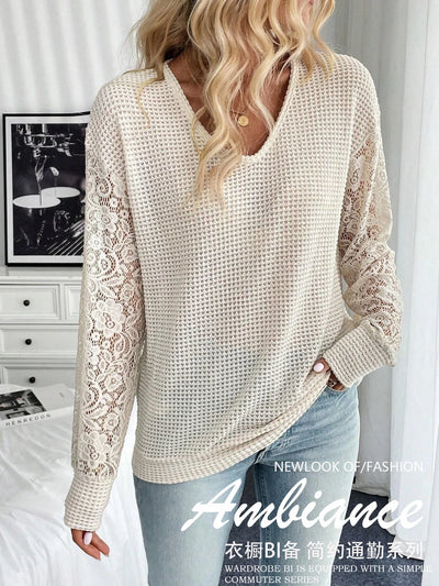 Lace Sleeve Knit Top