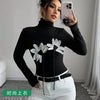 Floral Applique Turtleneck Top