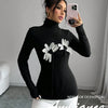Floral Applique Turtleneck Top