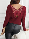 Butterfly Lace Back Ribbed Top