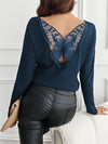 Butterfly Lace Back Ribbed Top