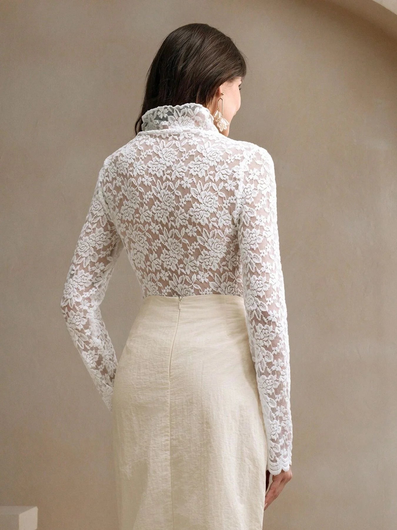 Floral Lace High Neck Top