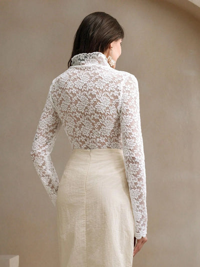 Floral Lace High Neck Top