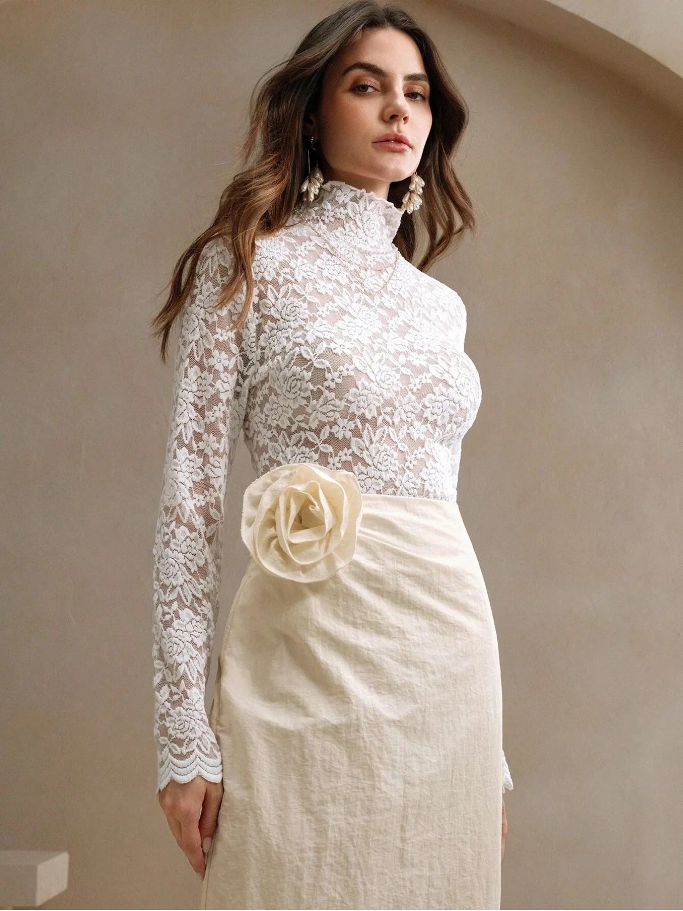 Floral Lace High Neck Top