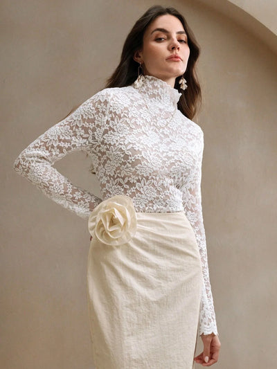 Floral Lace High Neck Top