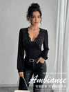Lace Trim Rhinestone Top