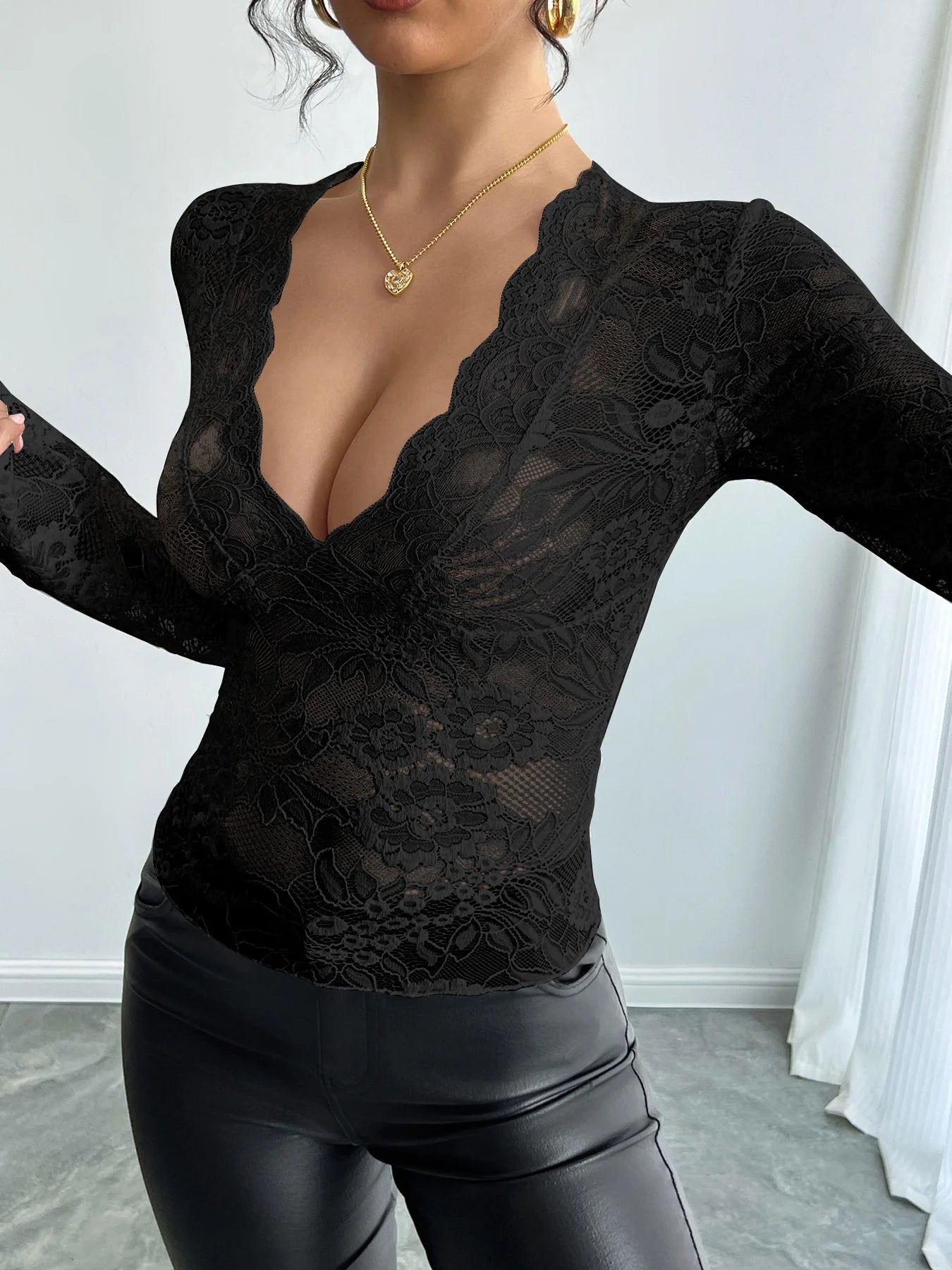 Floral Lace Wrap Top