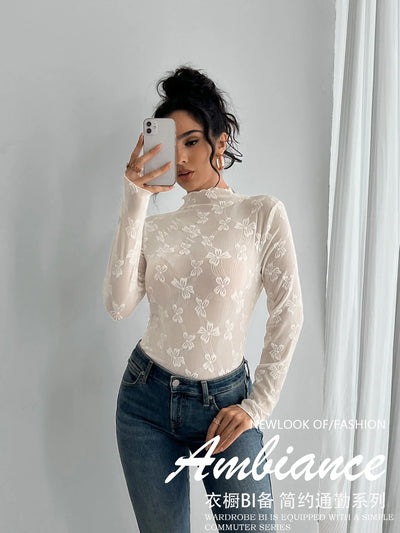 Butterfly Mesh High Neck Top